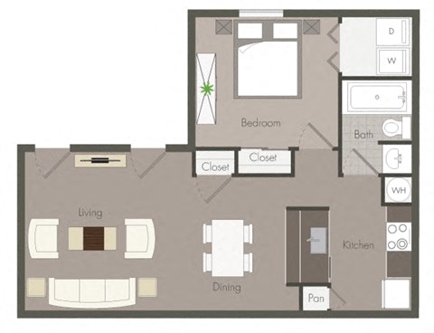 The Wyncrest - One Bedroom one Bathroom Floor Plan at Clarkston Station Apartments, Clarkston, GA 30021